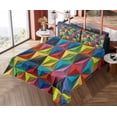 thumbnail image 4 of Ambesonne Colorful Fitted & Top Sheet Set with Shams, Pyramid Forms Modern, Multicolor, 4 of 5