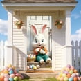 thumbnail image 6 of AZXY Easter Bunny Door Cover 35.43x70.87 Inch, Easter Bunny with Egg Basket Door Banner Backdrop, Spring Front Door Decorations for Outdoor Porch Farmhouse Easter Party Wall Home Decor, 6 of 7