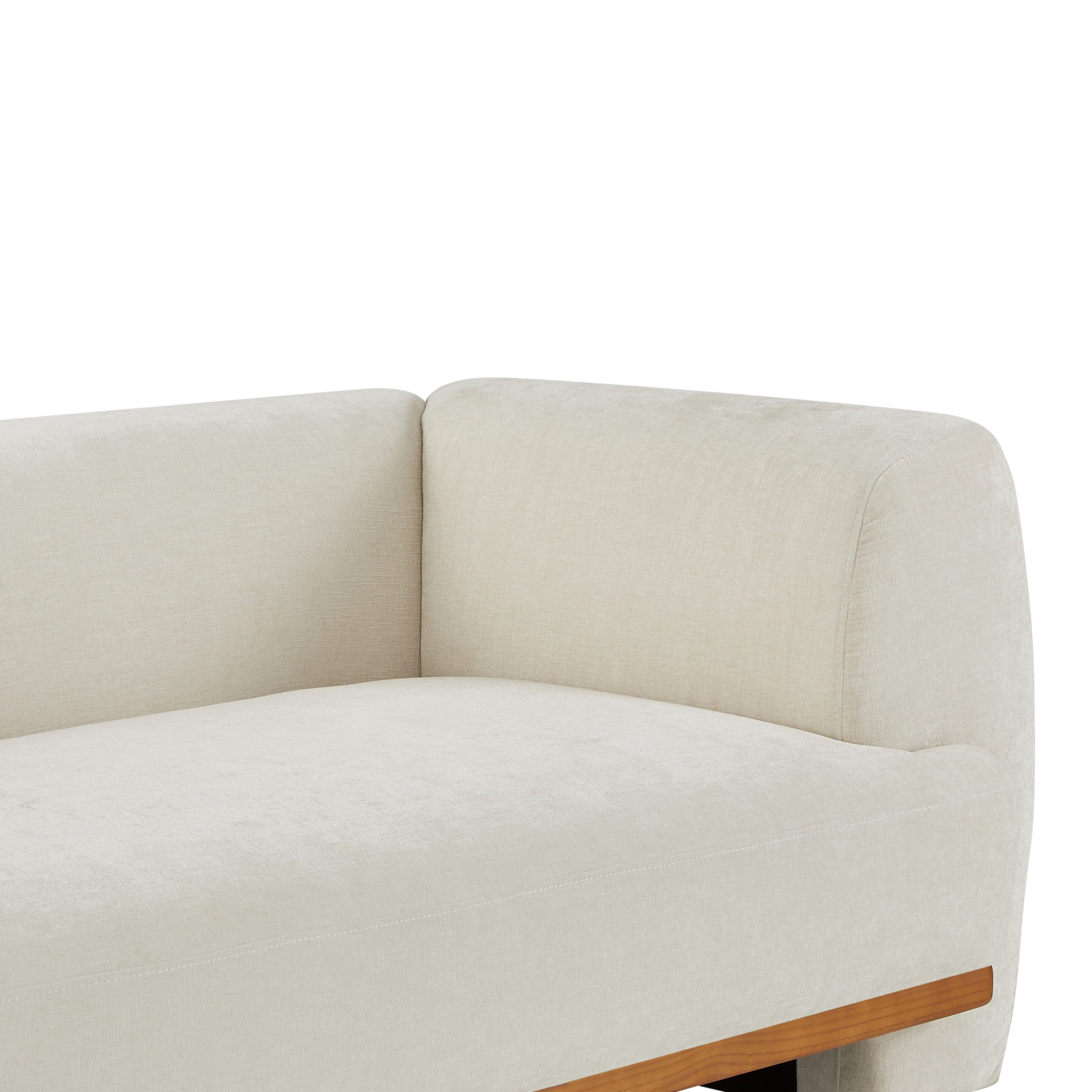Christopher Knight Home 79 in. 3-Seat Chenille Sofa, Modern Curved Upholstered Couch with Wood Base, Beige