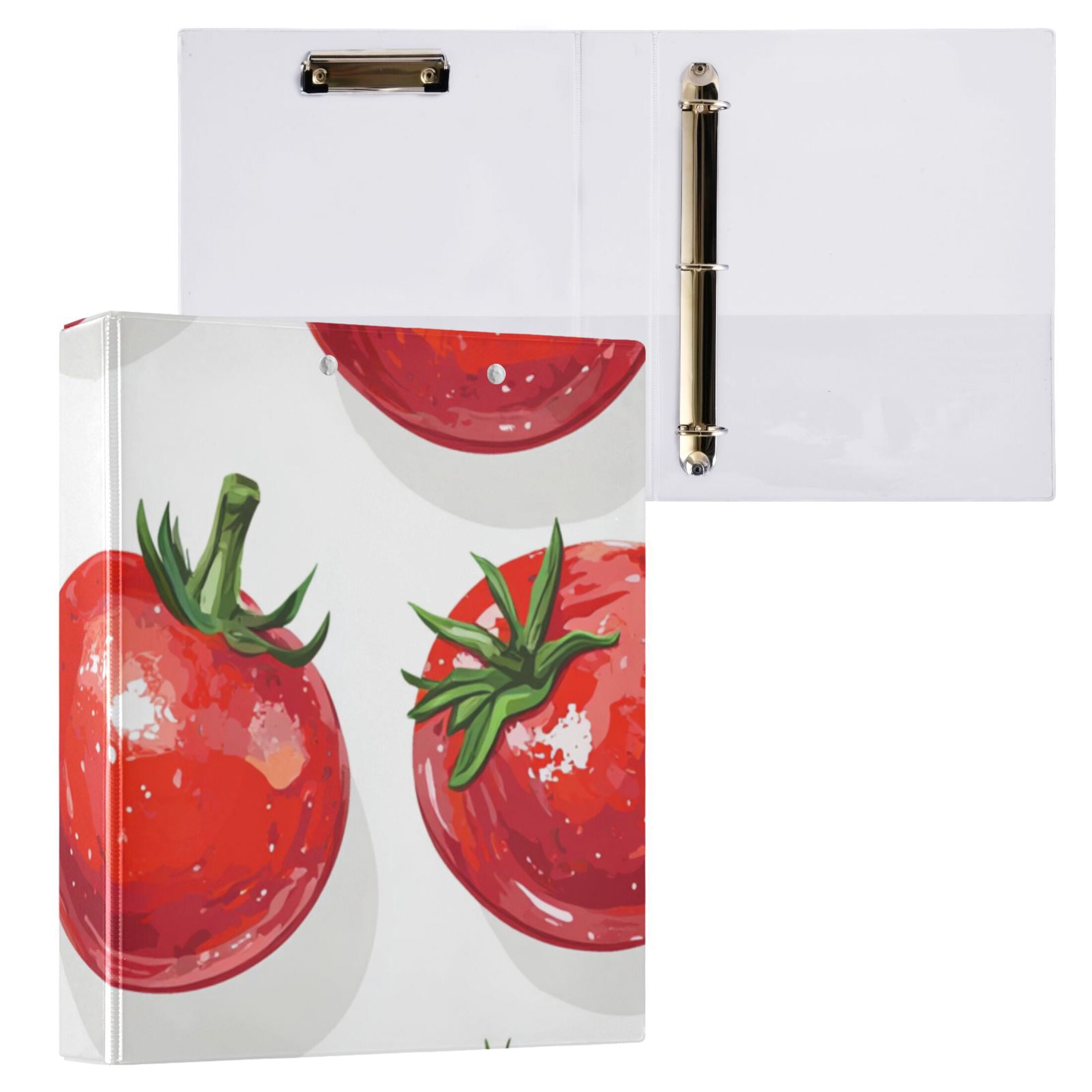 Red Tomatoes 3 Ring Binders 1.5 inch Hardcover File Folders with Interior Pockets A4 Size Organizer for School Office Hospital