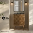 thumbnail image 2 of Bosse 24" Freestanding Bathroom Vanity in Brown Oak with Black 3-Hole Centerset Sink Top, 2 of 11