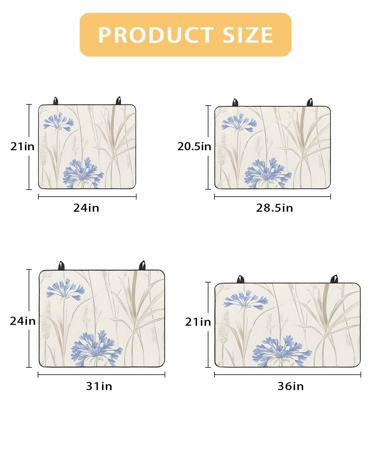 nqOlkjepod Large Induction Cooktop Protector Mat 24"x21", Blue Floral Leaves Stove Top Covers for Electric Stove, Beige Farmhouse Botanical Decorative Stove Burner Cover Mats, Glass Top Stove Cover
