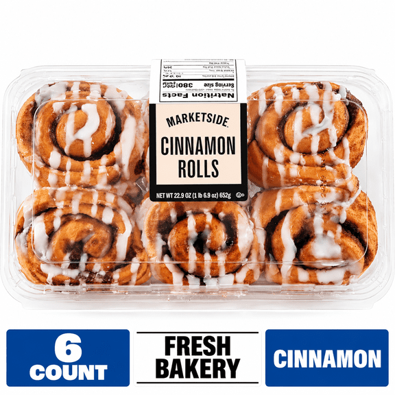 Marketside Fresh Cinnamon Rolls, 22.9 oz, 6 Count per (Baked & Ready to Eat)