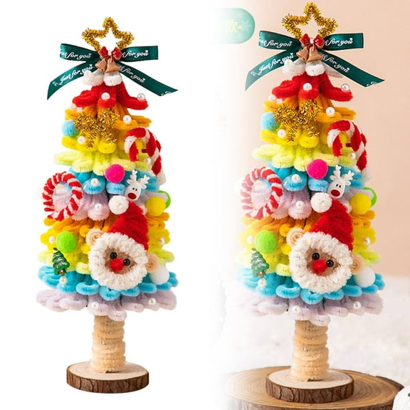 Lssam Mini Christmas Tree for Table Top, 11 Inch Small Xmas Tree with Gold Star, Holiday Desk Decor & Home Party Tabletop