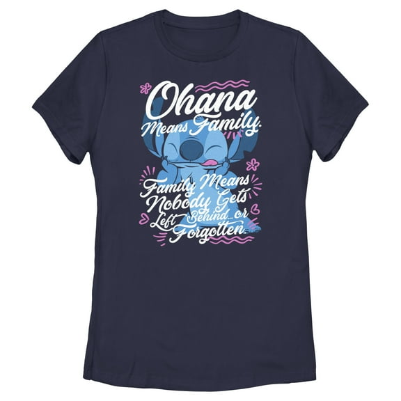 Women's Lilo & Stitch Ohana Means Family Graphic Tee Navy Blue 2X Large
