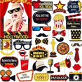 thumbnail image 1 of wonima44 34pcs Hollywood Themed Movie Night Party Photo Booth Props, Hollywood Selfie Frame with Party Photo Props, Red Carpet Cutouts Cards Table Toppers Theme Decor Movie Night Party Supplies, 1 of 1