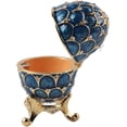 thumbnail image 3 of AVEKI Faberge Egg Trinket Box,Easter Egg Hinged Trinket Box with Scalelike Patterns Decorative Jewelry Box with Rhinestones Delicate Gift Display Ornament(Blue) 0516M, 3 of 8