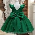 thumbnail image 5 of Girls Dresses,Party Dress Elegant Puffy Sleeves Tutu Formal Attire Girls Performance Gown for Celebrations Special Occasions Stage Shows and Festive Events,Holiday Dress,Green,7-8 Years, 5 of 6