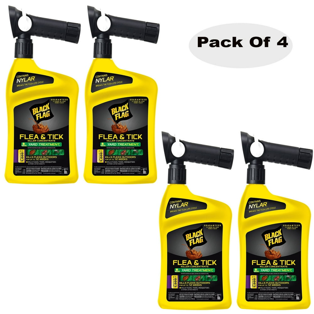 Black Flag Flea & Tick Killer Concentrate Yard Treatment, ReadytoSpray, 32fl oz (Pack Of 4