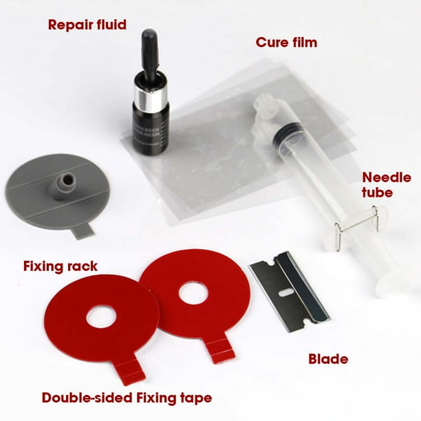 Kit de reparación de parabrisas de coche DIY Juego de herramientas de reparación de parabrisas para grietas en forma de estrella, media luna o grietas combinadas