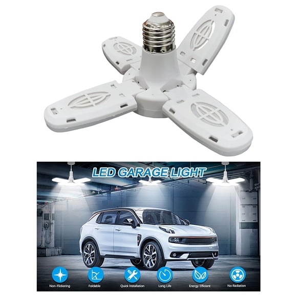 LED Garage Light 28W, LED Garage Ceiling Lights Adjustable Panels , E27 Screw- Warehouse Workshop Lighting