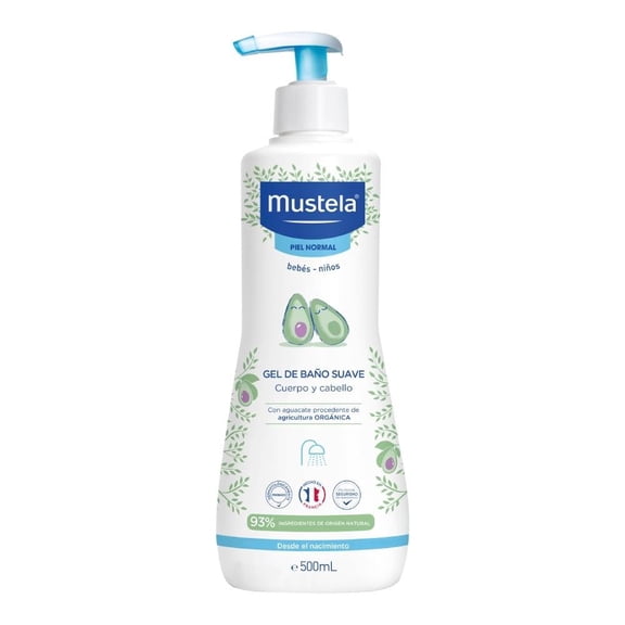 Gel de baño suave para cuerpo y cabello Mustela 500ML