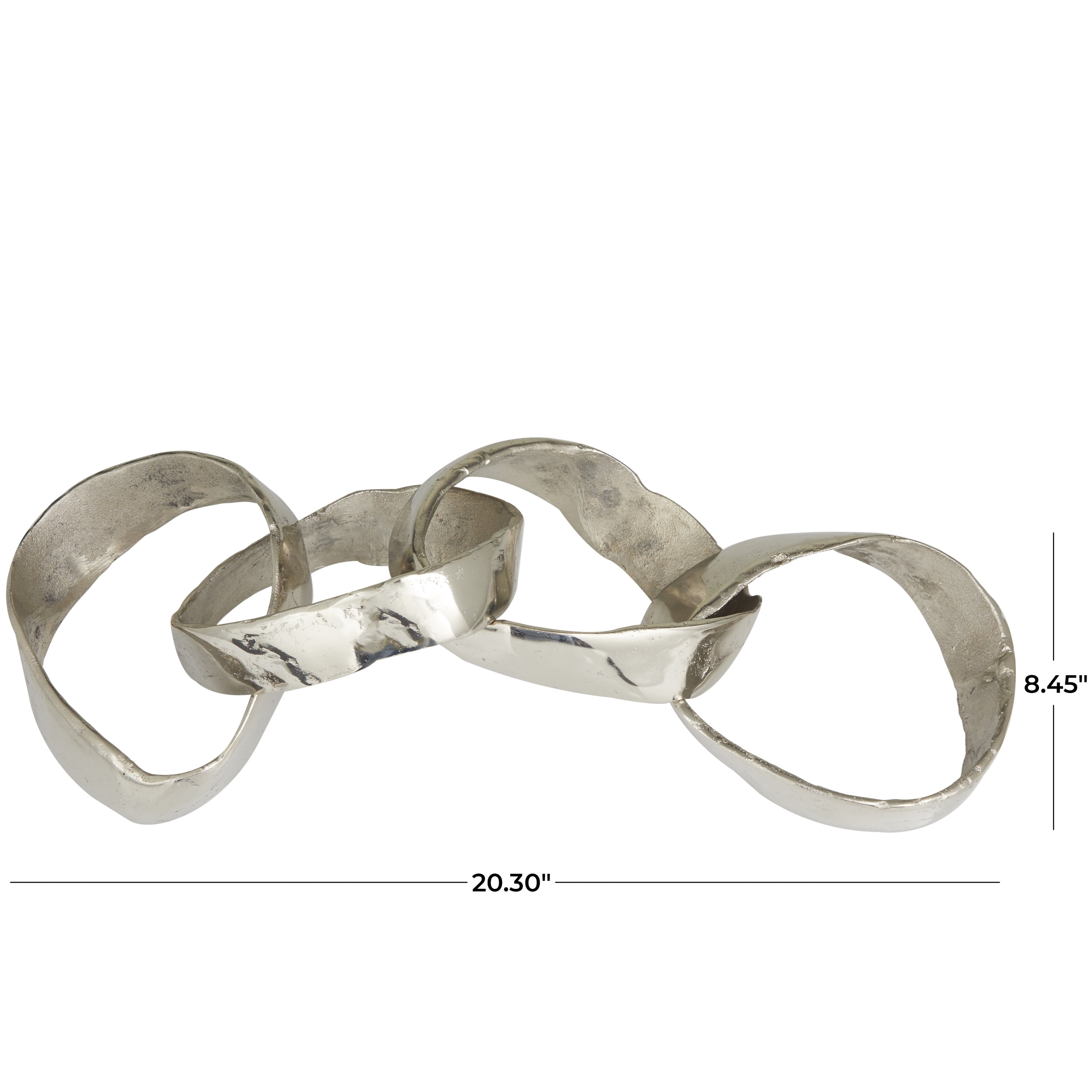 20" x 4" Silver Aluminum Chain Sculpture, by DecMode