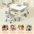 thumbnail image 3 of Toddler Table and 2 Chairs, Height Adjustable Kids Table and Chair Set, Kids Multi-Activity Table with Graffiti Desktop, Built-in Storage, Kids Table for Ages 3-8, 3 of 7