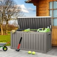 thumbnail image 7 of 80 Gallon Brown Resin Wood Look Outdoor Storage Deck Box with Lockable Lid, 7 of 7
