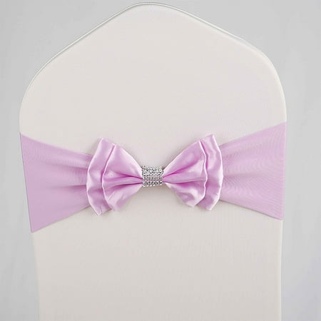 

Chair Sashes Stretch Chair Sashes Bows With Diamonds For Hotel No-tie Chair Sashes Decorative Chair Sashes For Wedding Banquet Bulk-Light Purple-35-50cm50pcs