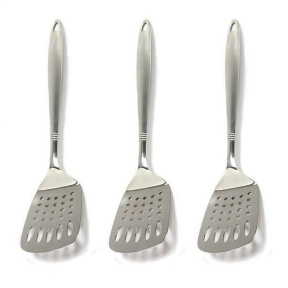 Slotted Turner, Stainless Steel, 12 1/2-inch Pack of 3, Made from heavy gauge Stainless Steel By Chef Craft