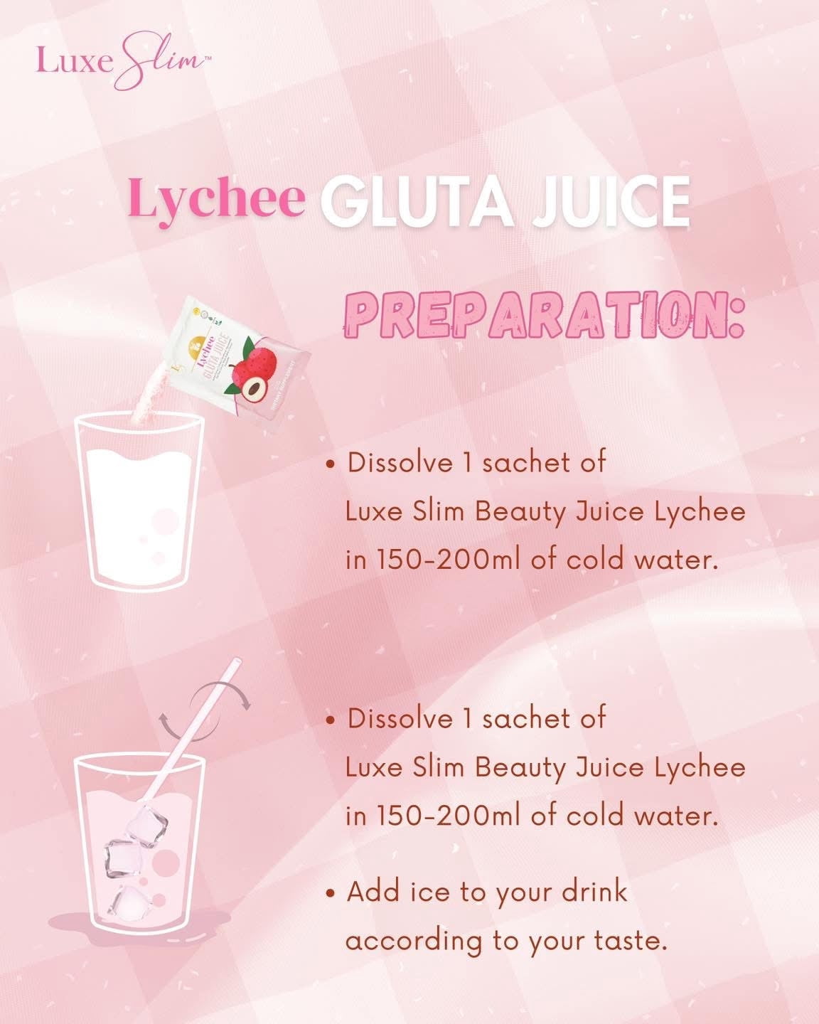 Luxe Slim Lychee Gluta Juice 21g x 8 Sachets