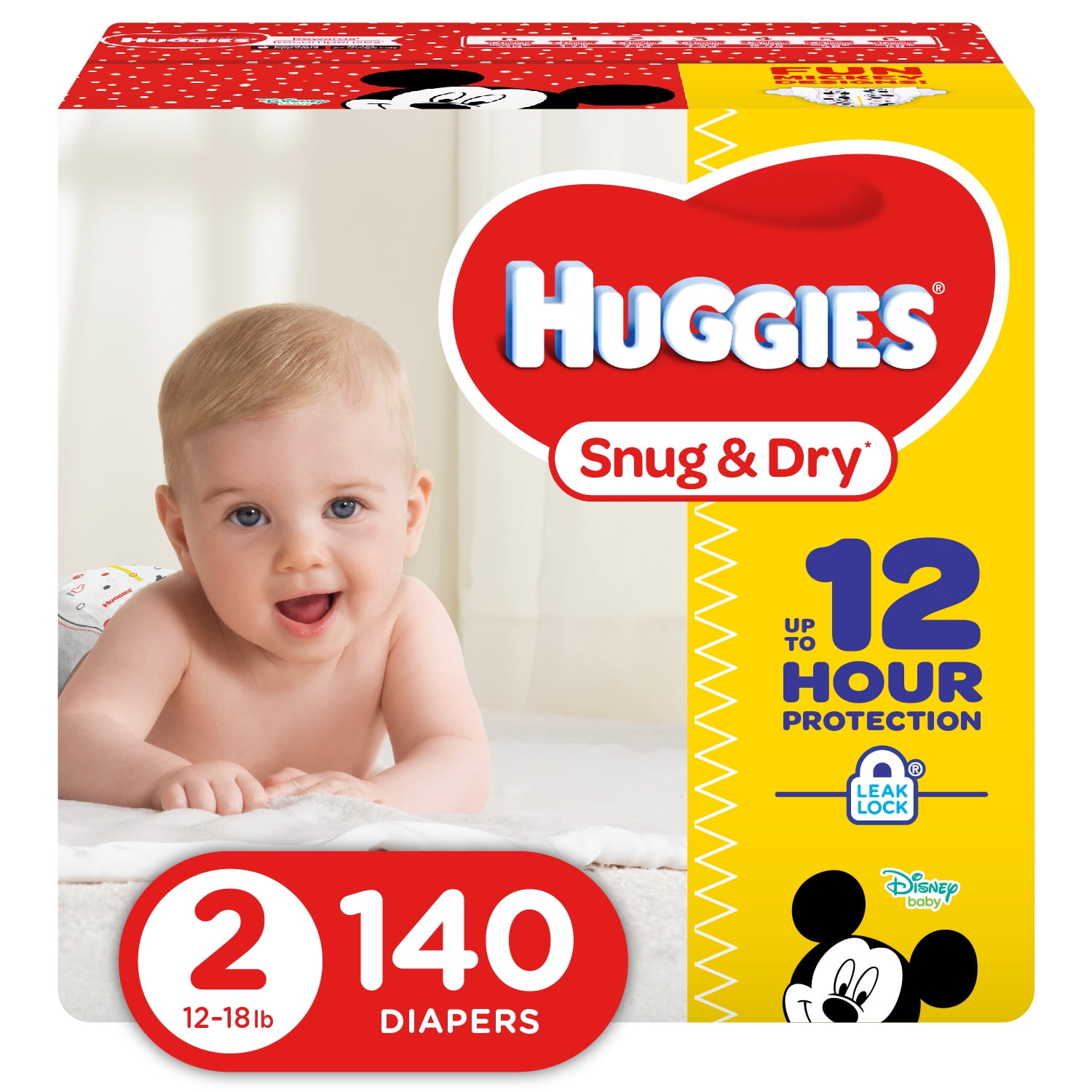 Size 2 228 Count ONE Month Supply fits 12-18 lb. Huggies Snug & Dry Baby Diapers Packaging May Vary