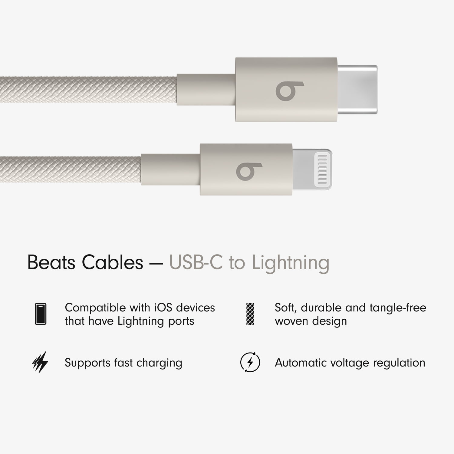 (2 pack) Beats USB-C to Lightning Woven Cable (1.5 m / 5 ft) - Surge Stone