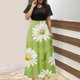 thumbnail image 1 of Puntoco Vestido De Manga Corta Con Cuello Redondo Y Falda Larga Estilo Resort Con Estampado Floral Para Mujer Negro S,Regalos Para Mujer Joven, 1 of 5