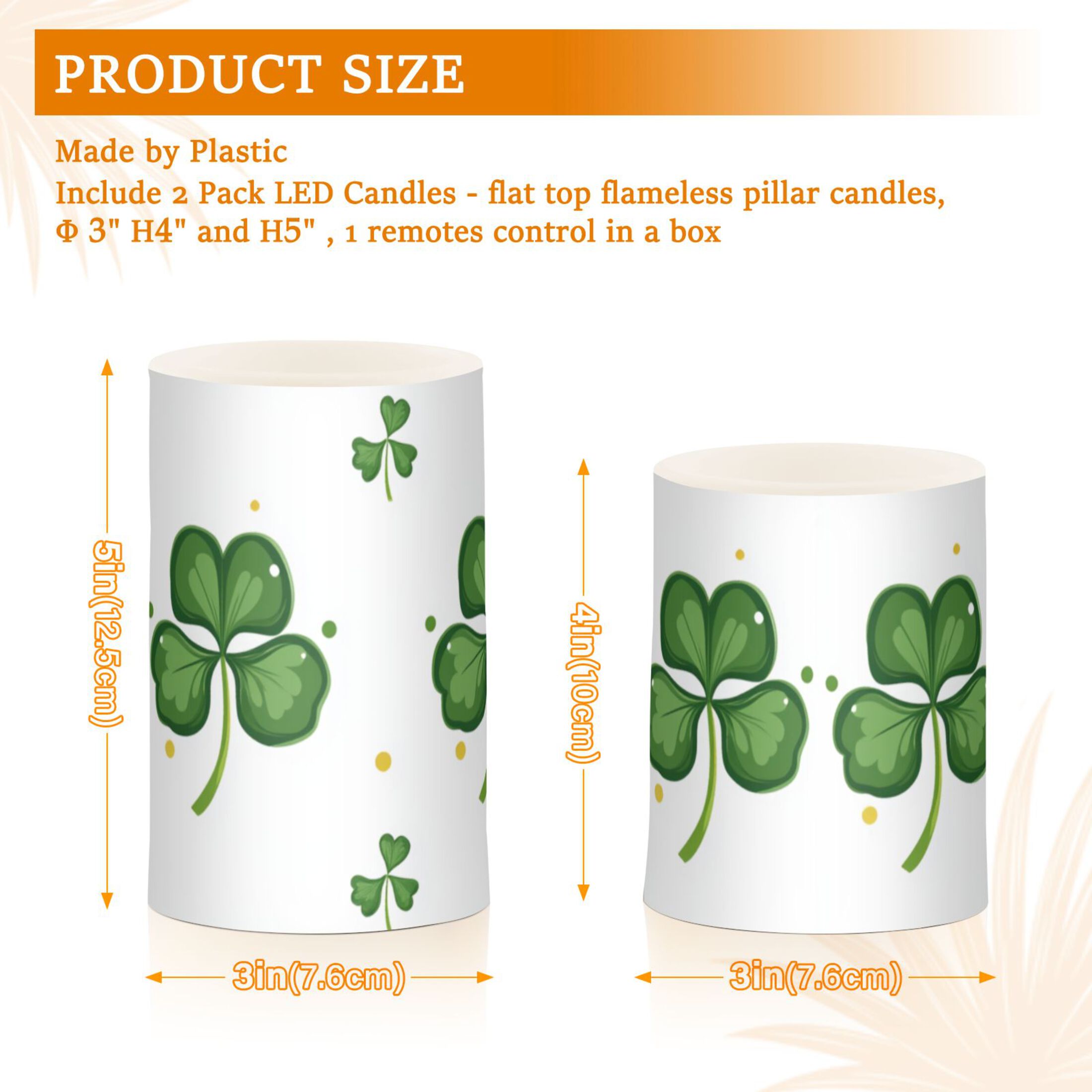 Clovers Dots St Patricks Day Flickering Flameless Candles LED Tealight Battery Operated with Remote Set of 2 Holiday Decor Ornaments