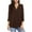 Brown, variant on HAiming Womens V Neck 3/4 Sleeve Shirts Summer Trendy Business Casual Tops Solid Color Loose Work Blouses 2025