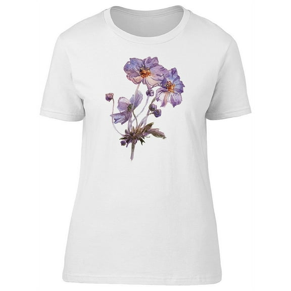 Vintage Watercolor Phlox Flowers T-Shirt Women -Image by Shutterstock, Female XX-Large