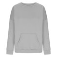 thumbnail image 3 of Gray Womens Sweatshirt Women'S Solid Color Round Neck Oversized Sweatshirt Loose Fit Long Sleeve Light Sweatshirt Loose Blouse Fall Clothes for Women, 3 of 4