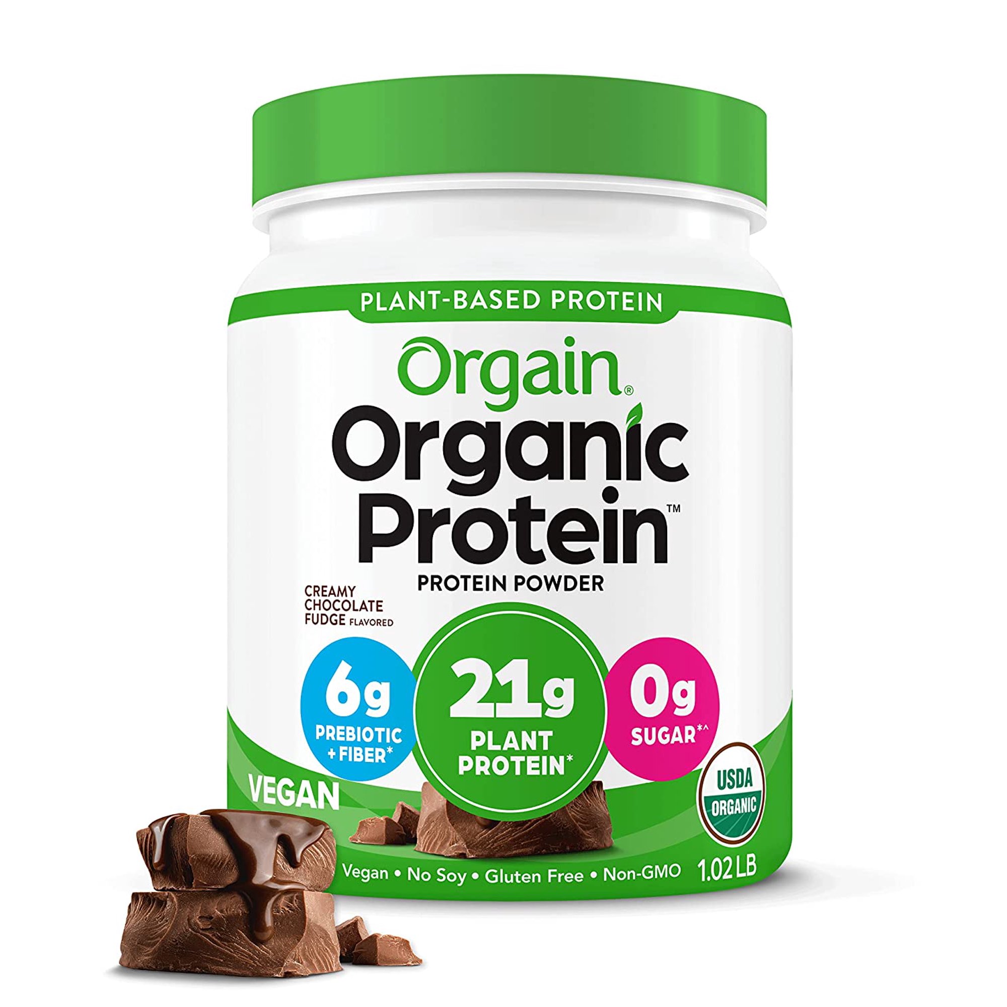 (6 pack) Orgain Organic Vegan 21g Protein Powder, Plant Based Shake Drink, Creamy Chocolate Fudge 1.02lb