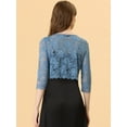 thumbnail image 4 of DARING DIVA Leisure Allover Floral Lace Crop Shrug Cardigan XS Grey Blue, 4 of 6