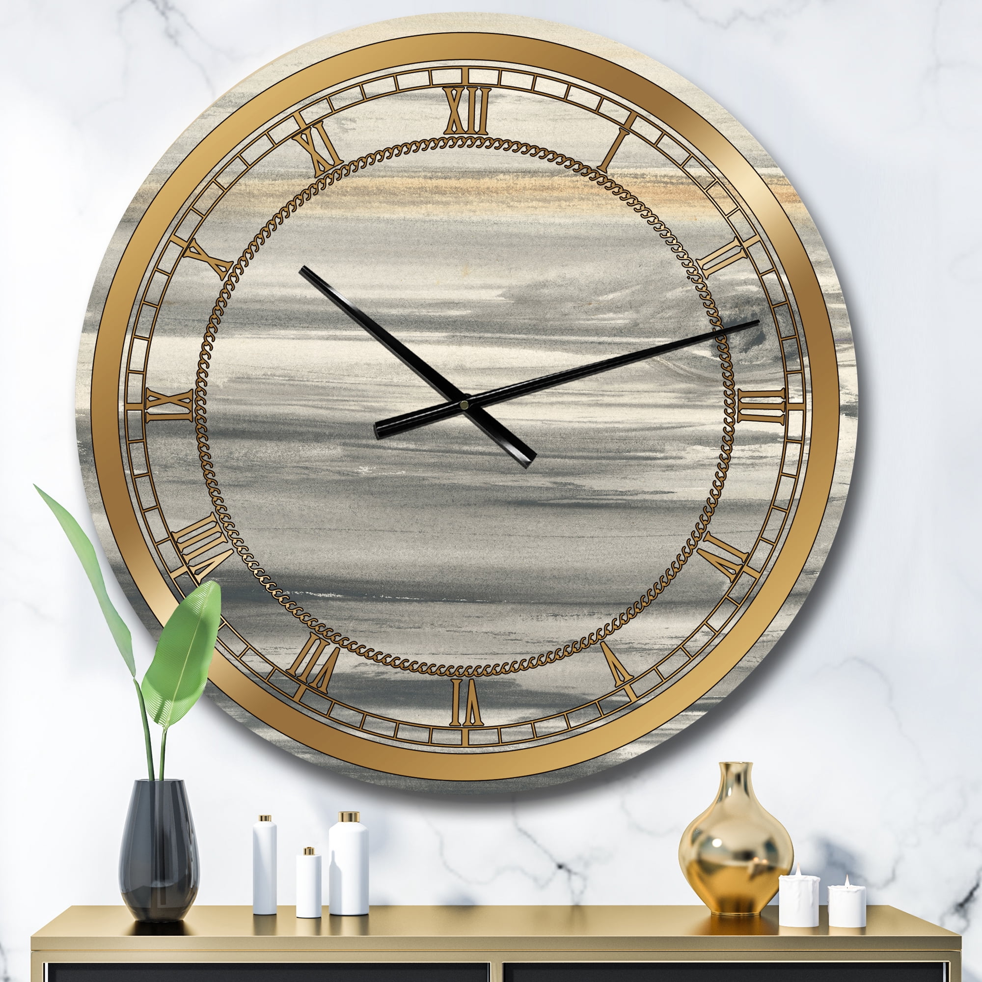 Designart 'watercolor colorfields II' Metal Wall Clock