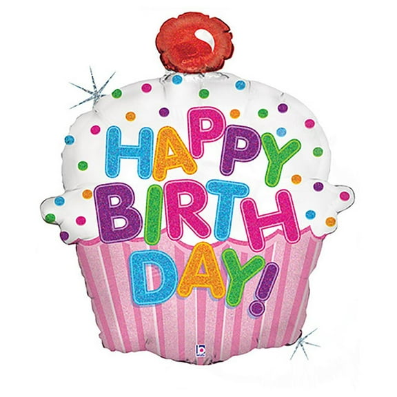 LOONBALLOON Birthday Food Balloons, 28″ CUPCAKE PARTY