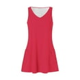 thumbnail image 3 of Atogsazn Women's Summer Casual Dresses Loose Sleeveless V-Neck Solid Color Pocket Dresses Women's Beach Dress Watermelon Red XXL, 3 of 5