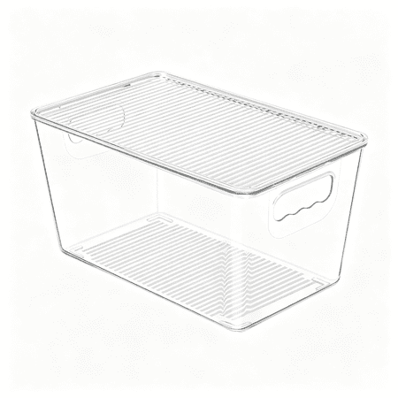 NORIZF 1Pcs Clear Stackable Storage Bins with Lids Medium Plastic Containers with Handle for Pantry Organizer and Storage Perfect for Kitchen Fridge Cabinet Closet Bathroom Organization