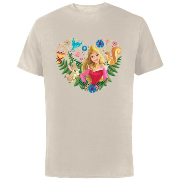 Disney Princess Aurora Heart - Short Sleeve Cotton T-Shirt for Adults - Customized-Natural
