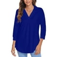 thumbnail image 4 of 2026 ! JINMGG 2026 Summer Womens Tops Womens Plus Size $5 Fashion Woman V Neck Three Quarter 3/4Sleeve T Shirt Autumn Solid Blouse Tops Sweatshirt, 4 of 7
