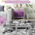 thumbnail image 5 of Costway 12-Drawer Rolling Storage Cart Organizer Cart with 2 Sizes Plastic Drawers Macaron Purple, 5 of 10