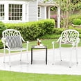 thumbnail image 2 of Costway 2 PCS Patio Cast Aluminum Dining Chairs Armrests Outdoor Stackable White, 2 of 10