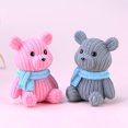 thumbnail image 3 of Walbest 1.9" Scarf Wool Bear Figurine Micro Landscape PVC Yarn Bear Doll Ornament for Desktop Car Decoration, 3 of 7