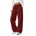thumbnail image 3 of Zulora Women’s Casual Drawstring Elastic Waist Sports Straight Slim Track Pants with Side Line & Back Pockets for Daily Workout, 3 of 8