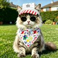 thumbnail image 4 of Patriotic Dog Costume 3 Pack Size L, Dual Layer American Flag Triangle Bandana Complete with Hat and Glasses, Red White Blue Pet Scarf for Memorial Day 4th of July Small Male Female Dogs, 4 of 5