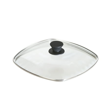 Lodge Cast Iron 10.5” Square Tempered Glass Lid, GLSQ10, with Silicone Knob