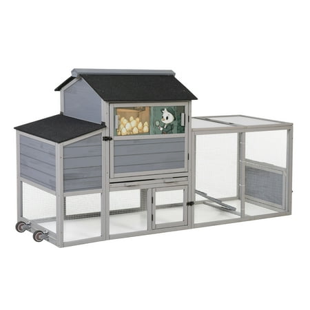 COZIWOW Mobile Chicken Coop 82 with Nesting Box Wheels Metal Run and Weather Proof Cover for Outdoor Backyard Farm Rabbit Duck Poultry