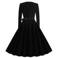 thumbnail image 3 of XuJwPNcy Women's Dresses for Wedding Guest Long Sleeve Vintage A Line Cocktail Party Dresses with Belt, 3 of 3
