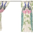 thumbnail image 4 of Dreamtimes Peacock Flowers On Beige W55 x L78 Inches Sheer Gauze Door Window Curtain Panels Drapes for Living Room Bedroom Kids Room Decoration Window Treatment Set of 2 Panels, 4 of 4