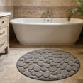 thumbnail image 4 of Blaxill Memory Foam Bath Mat 31.4in | Super Absorbent Cobblestone Bathroom Rug | Non-Slip PVC Backing | Machine Washable | Soft Polyester | Brown Blue Khaki Black Gray | Luxury Comfort Carpet, 4 of 6