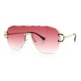 thumbnail image 5 of Oversize Luxury Hip Hop Gangster Swagger Rimless Racer Shield Sunglasses [Gold - Burgundy], 5 of 7