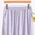 thumbnail image 4 of FRSASU Women's Pajama Lounge Pants Stripe Print Comfy Elastic Waisted Casual Stretch Palazzo Pajama Wide Leg Pants with Pockets Purple, 4 of 5