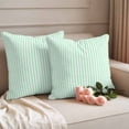 thumbnail image 2 of Green White Stripe Outdoor Waterproof Pillow Covers, Modern Minimalist Geometric Striped Decorative Square Throw Pillowcase Sofa Cushion Sham for Patio/Couch/Chair, 24"x24" 2 Pack, 2 of 8